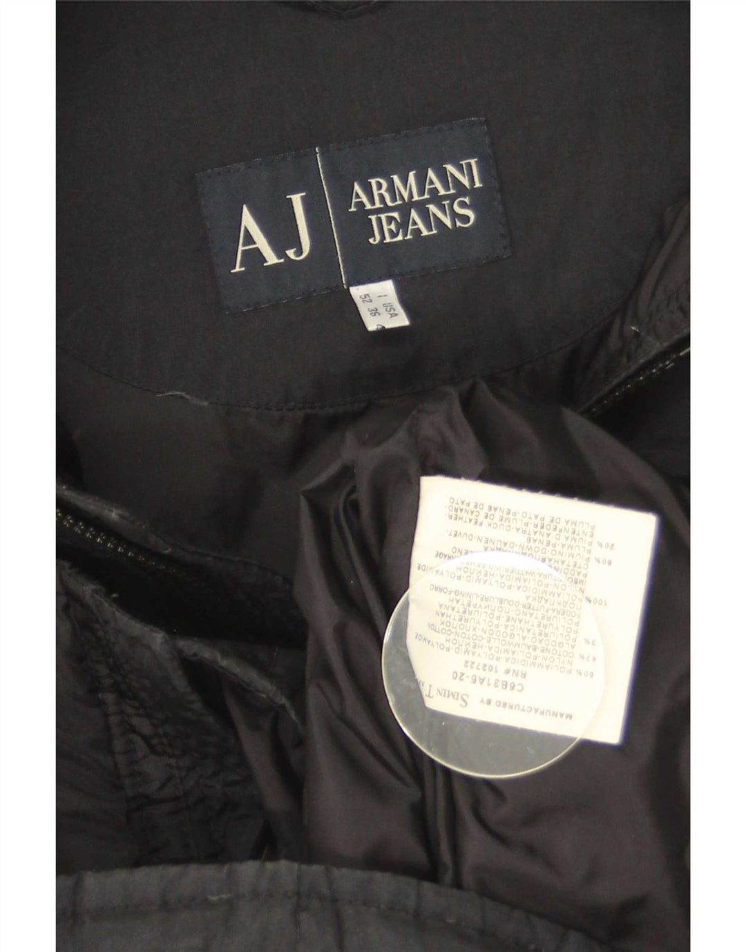 Мужская стеганая куртка Armani Jeans UK 42 XL Черный Полиамид