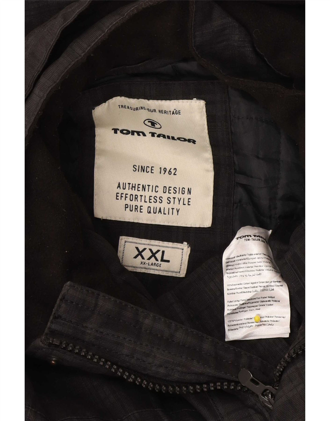 Мужская куртка Tom Tailor с капюшоном UK 44 2XL, хлопок в черную клетку