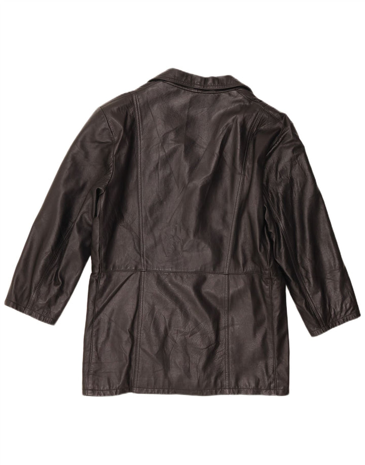 Винтажный женский кожаный пиджак на 3 пуговицах IT 50 XL, черный кожаный
