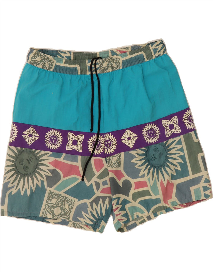 SANTO STEFANO Mens Abstract Pattern Swimming Shorts Medium  Blue Polyamide Vintage Santo Stefano and Second-Hand Santo Stefano from Messina Hembry 