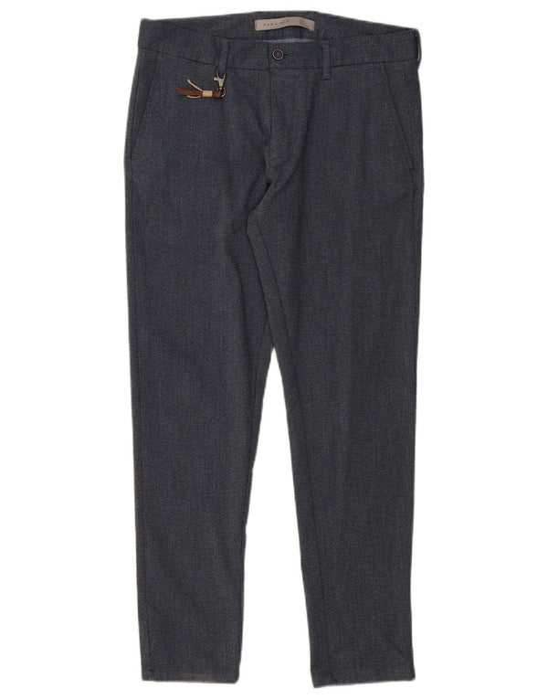 ZARA Mens Slim Suit Trousers EU 38 Small W30 L28 Navy Blue Polyester