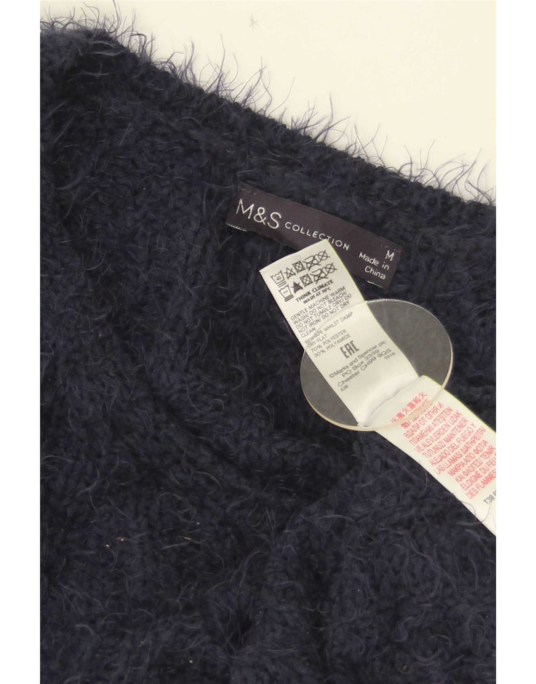 Женский джемпер с v-образным вырезом Marks & Spencer UK 14, средний темно-синий