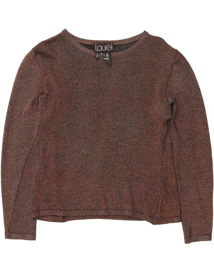 LAUREL Womens Top Long Sleeve IT 38 XS Brown Rayon Vintage Laurel and Second-Hand Laurel from Messina Hembry 