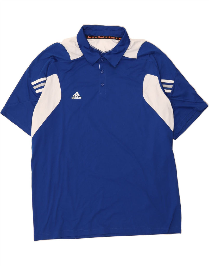 ADIDAS Mens Climacool Football Shirt 2XL Blue Colourblock Polyester Vintage Adidas and Second-Hand Adidas from Messina Hembry 