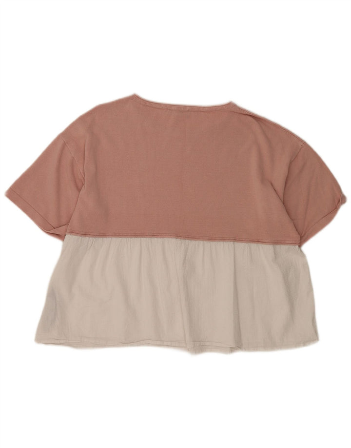 Женская блузка оверсайз Zara UK 14, средний розовый цвет, вискоза