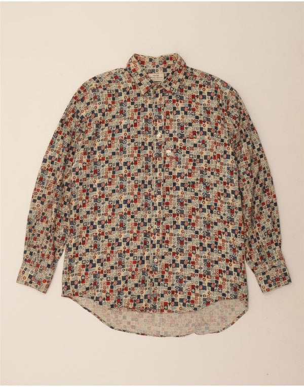 Мужская рубашка свободного кроя Sisley XL, разноцветный хлопок с геометрическим рисунком