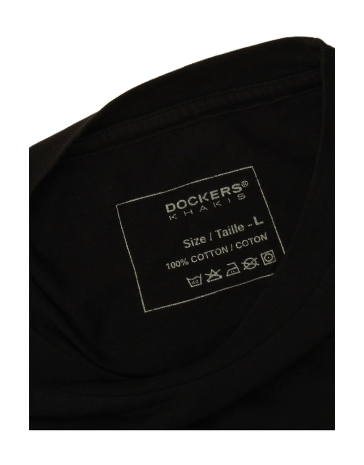 DOCKERS Mens Khakis Top Long Sleeve Large Black Cotton Vintage Dockers and Second-Hand Dockers from Messina Hembry 