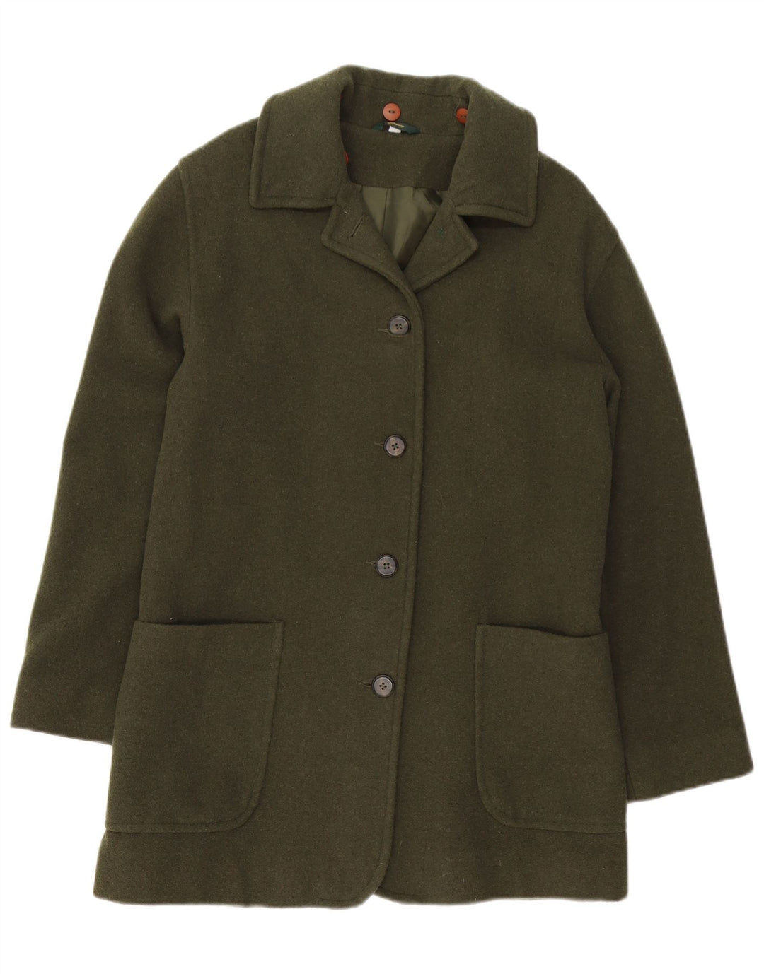 ВИНТАЖНОЕ женское пальто оверсайз UK 10, маленькое зеленое шерстяное пальто