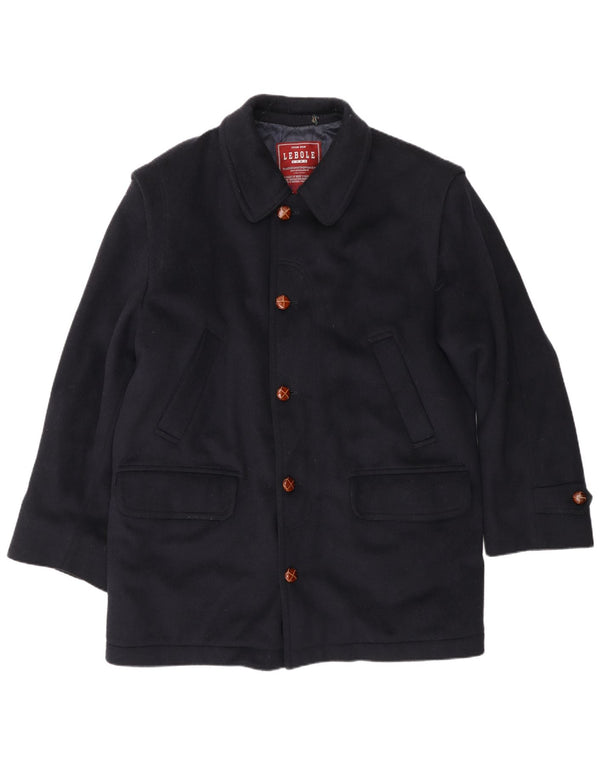 Мужское пальто Lebole UK 14, большое темно-синее шерстяное