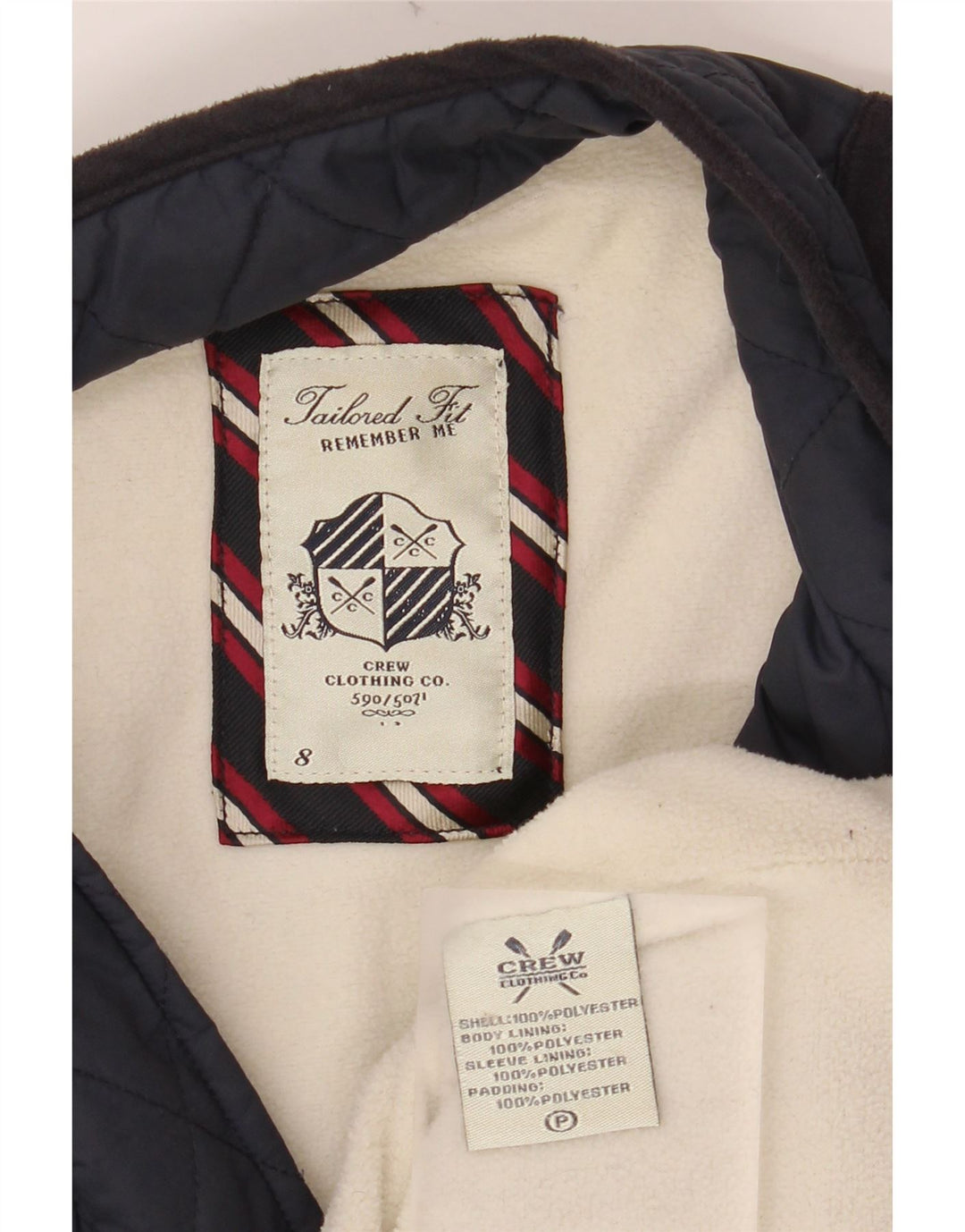 CREW CLOTHING Женская стеганая куртка индивидуального кроя UK 8, маленький темно-синий цвет