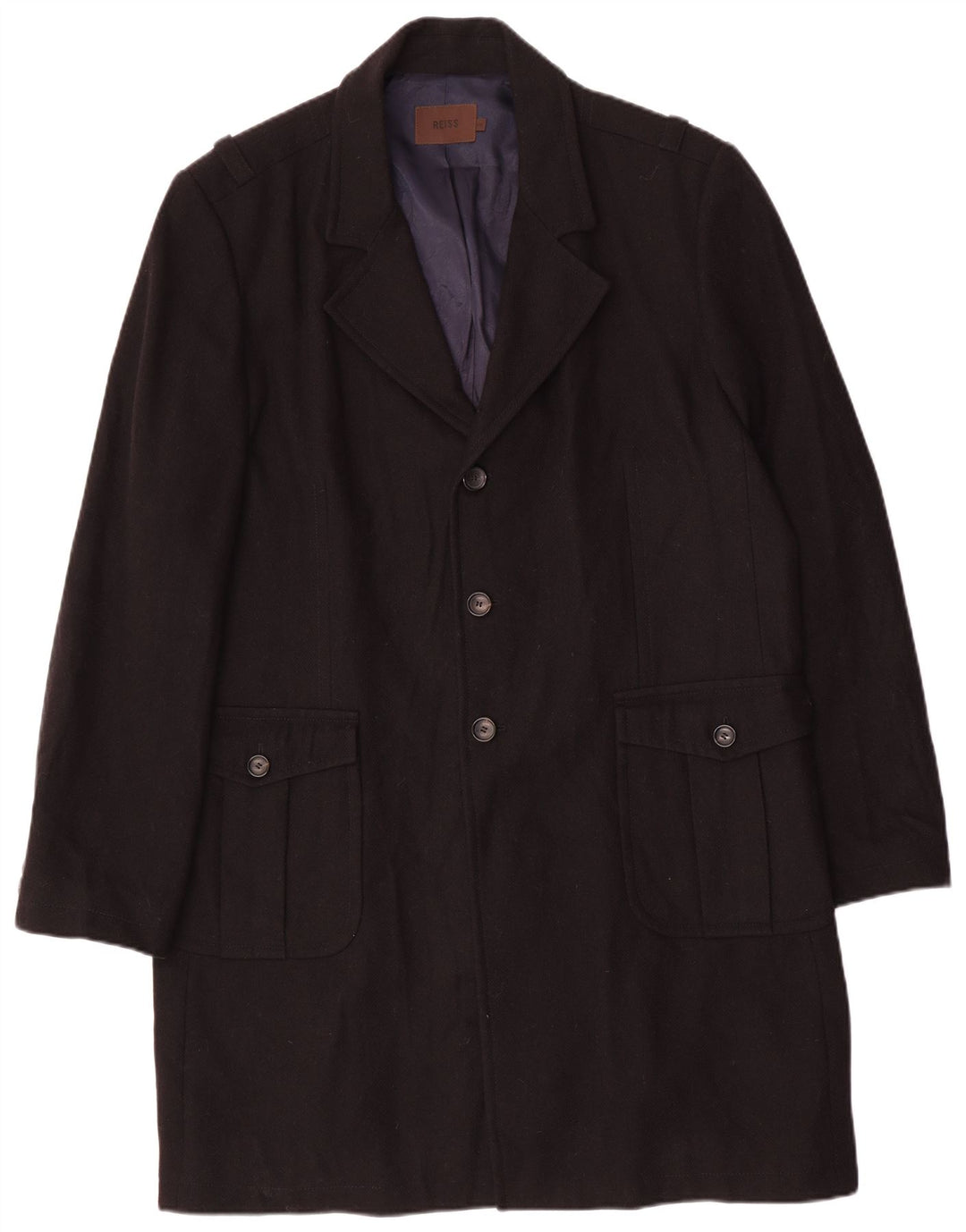 Мужское пальто Reiss UK 44 2XL темно-синее из натуральной шерсти