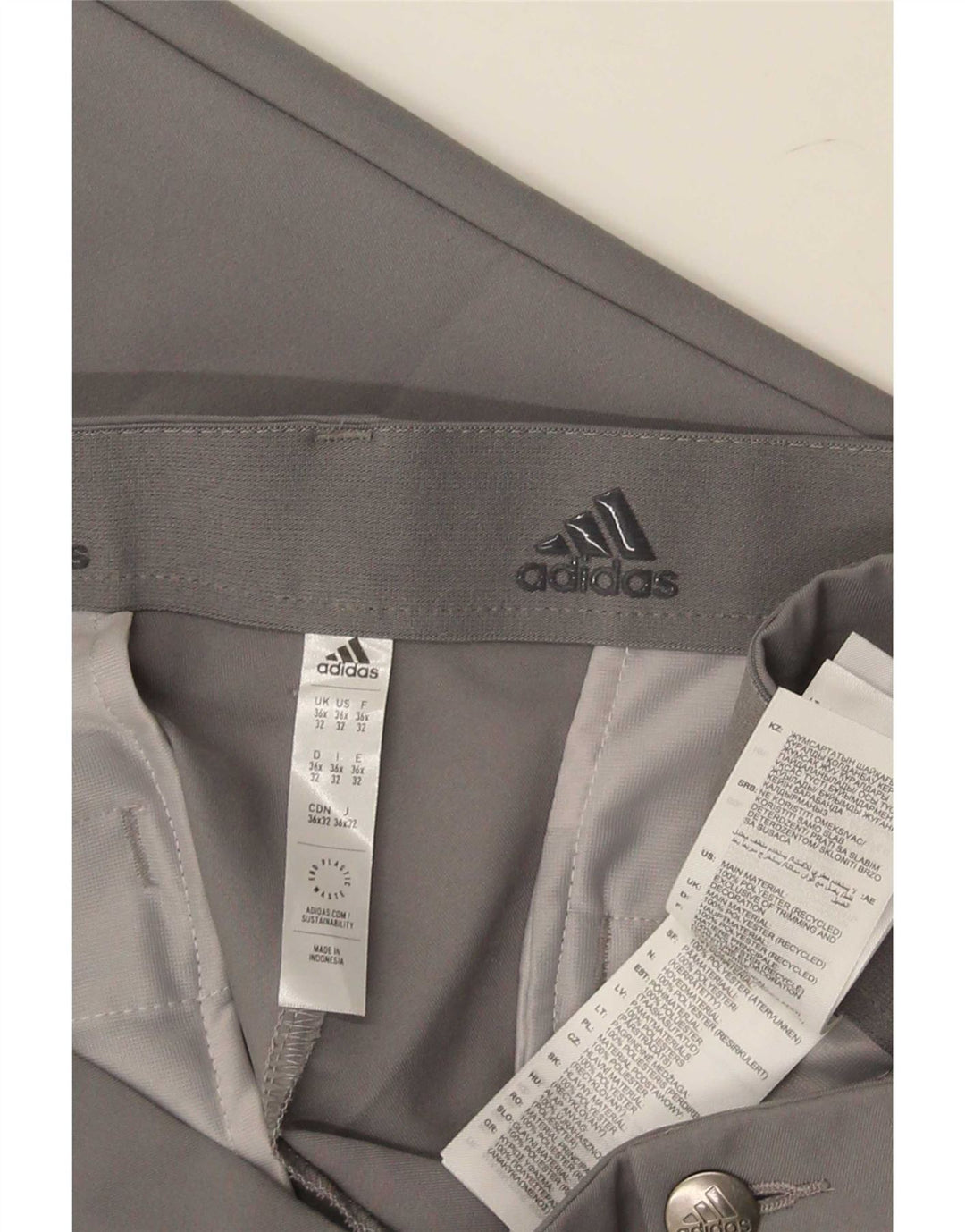 Мужские брюки-чинос Adidas Slim W36 L32, серый полиэстер