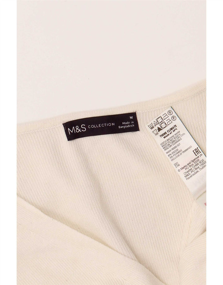 Женская блузка без рукавов Marks & Spencer, Великобритания 14, средний цвет, белая вискоза