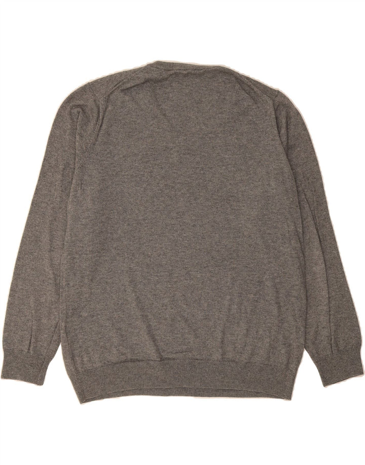 GANT Mens V-Neck Jumper Sweater XL Grey Cotton Vintage Gant and Second-Hand Gant from Messina Hembry 