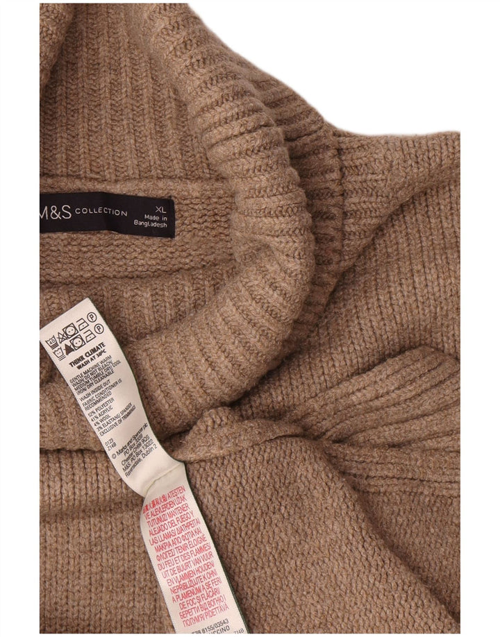 Женский свободный джемпер с высоким воротником Marks & Spencer UK 18 XL, бежевый