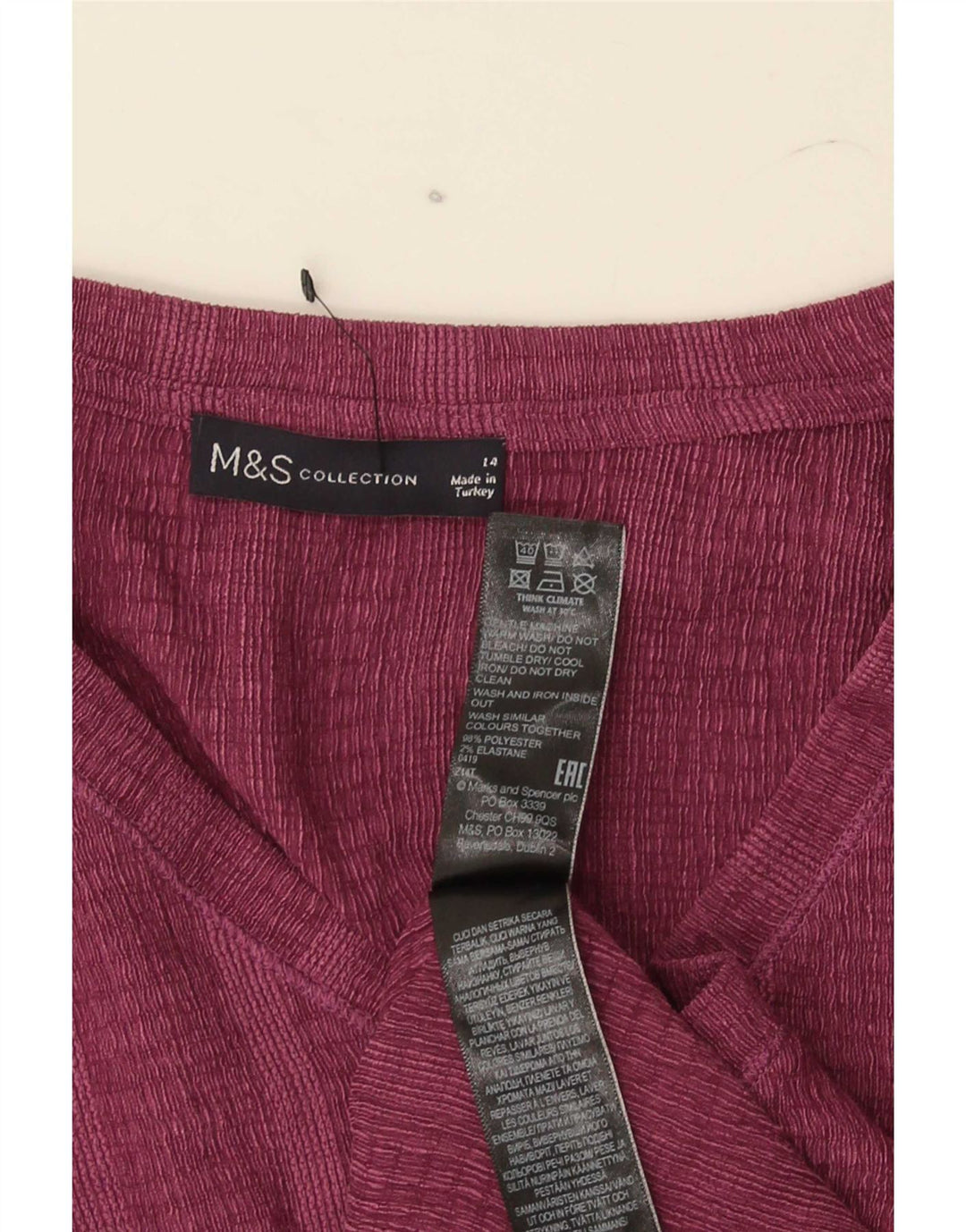 Женская футболка Marks & Spencer Top UK 14, полиэстер, большая темно-бордовая полоска
