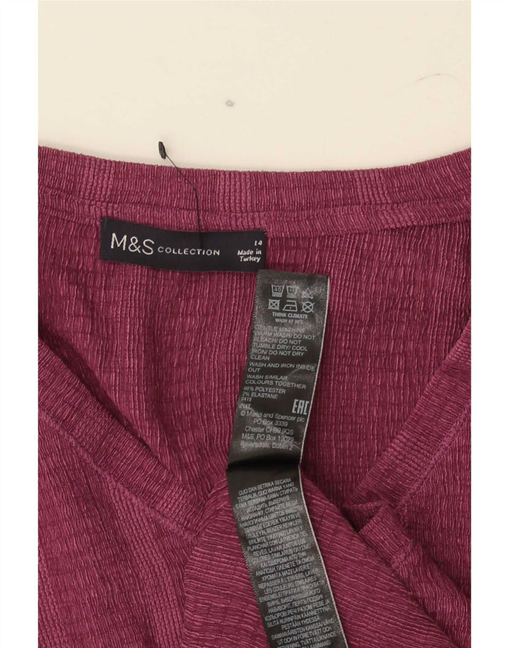 Женская футболка Marks & Spencer Top UK 14, полиэстер, большая темно-бордовая полоска