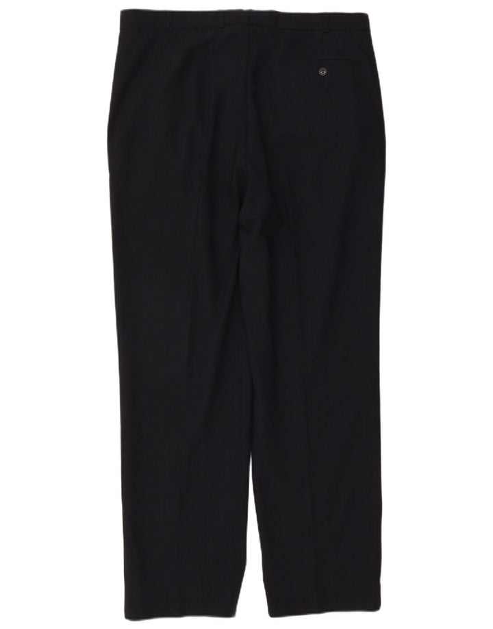 Мужские костюмные брюки Marks & Spencer W36 L31 темно-синие из полиэстера