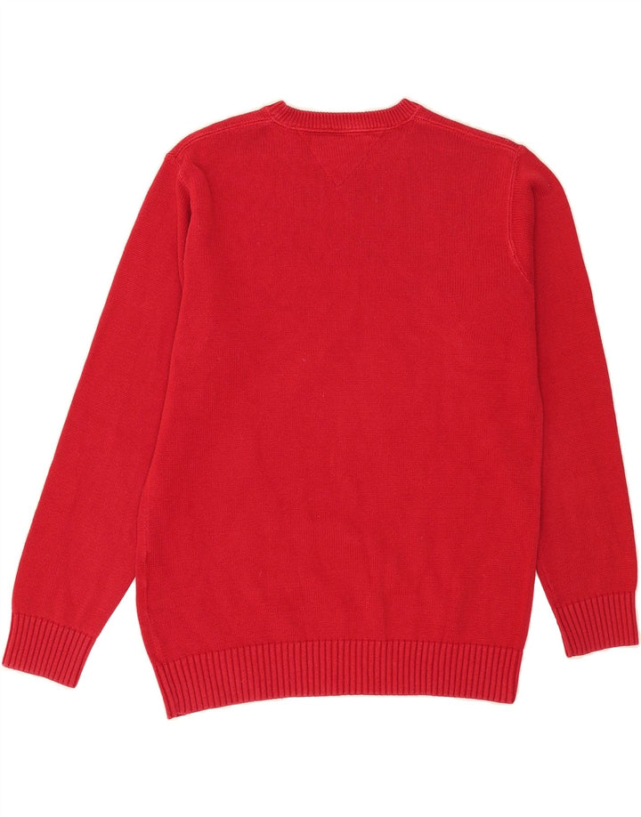 TOMMY HILFIGER Mens Crew Neck Jumper Sweater Small Red Cotton Vintage Tommy Hilfiger and Second-Hand Tommy Hilfiger from Messina Hembry 