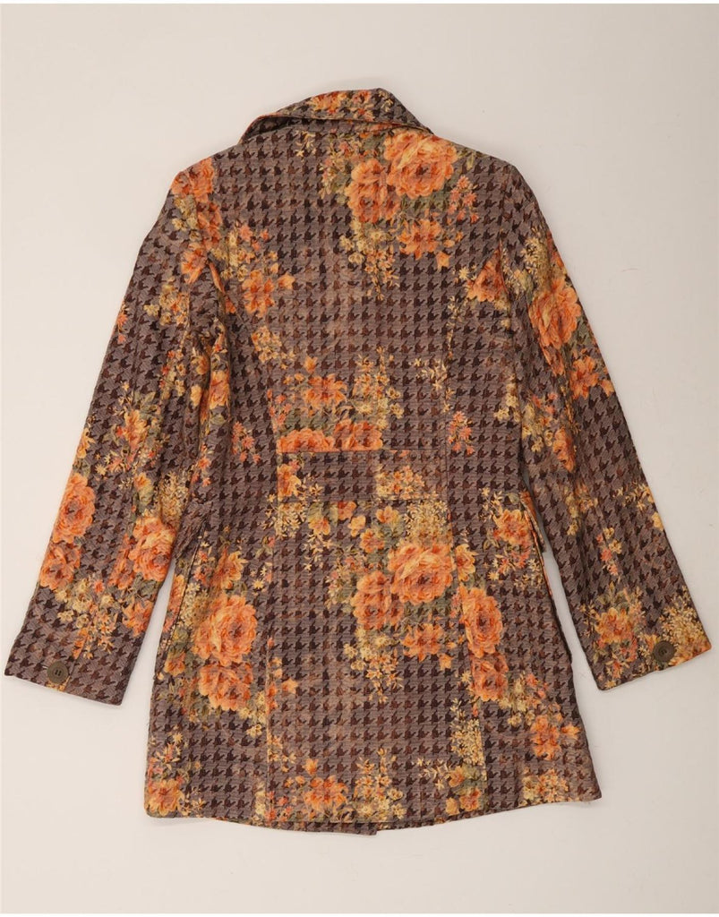 MEXX Womens Overcoat UK 12 Medium Brown Floral Vintage Mexx and Second-Hand Mexx from Messina Hembry 