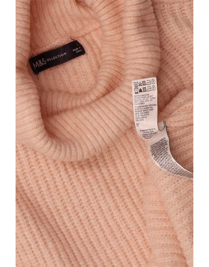 Женский свободный джемпер с высоким воротником Marks & Spencer, Великобритания, 16, большой розовый