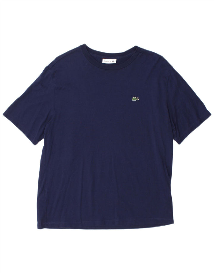 Женская футболка Lacoste, размер 38, средний, темно-синий, хлопок