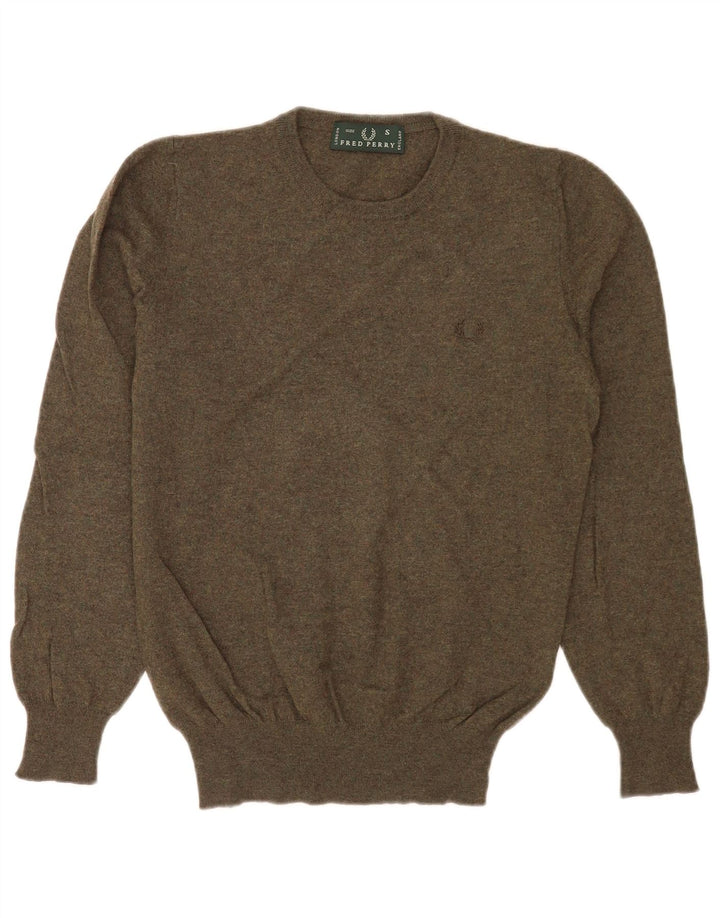 Мужской джемпер с круглым вырезом Fred Perry, маленький шерстяной свитер цвета хаки