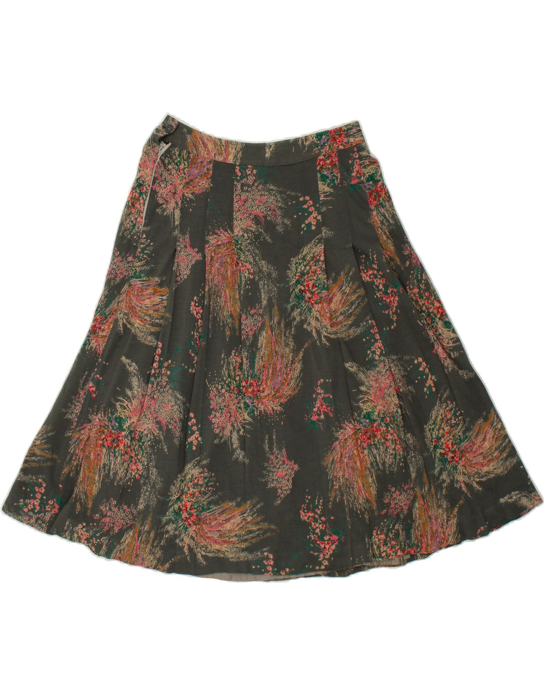 VINTAGE Womens A-Line Skirt W26 Small Grey Floral Vintage Vintage and Second-Hand Vintage from Messina Hembry 