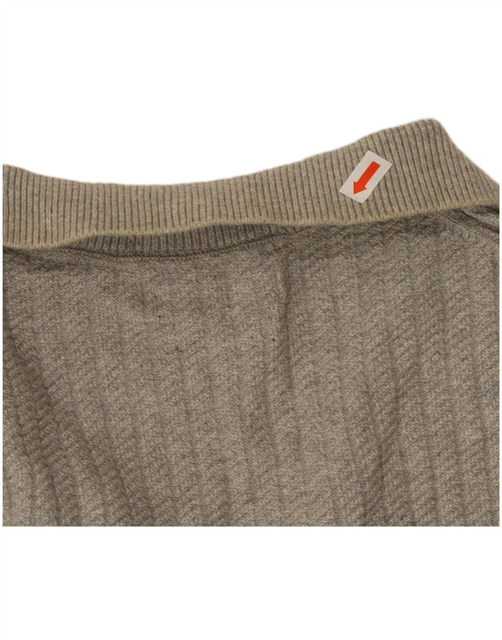 Мужской джемпер с воротником поло MASSIMO DUTTI, средний серый хлопковый свитер