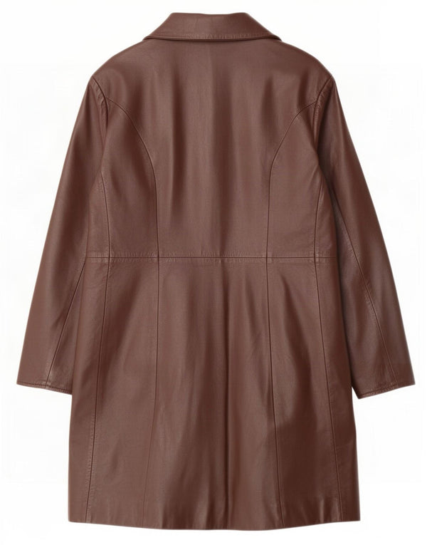 Винтажное женское кожаное пальто IT 48 XL Коричневое