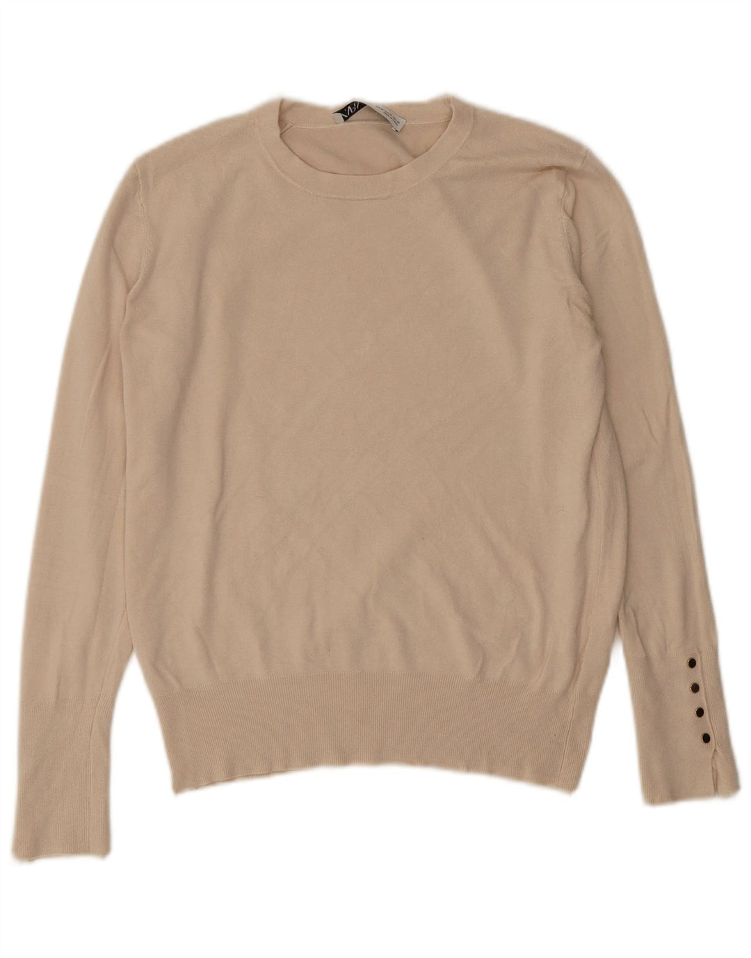 Женский джемпер с круглым вырезом Zara UK 12, средний бежевый