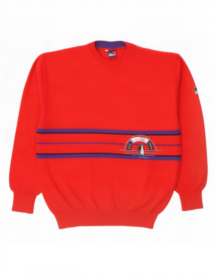 Мужской джемпер с круглым вырезом Evan Pull, XL, шерстяной в красную полоску
