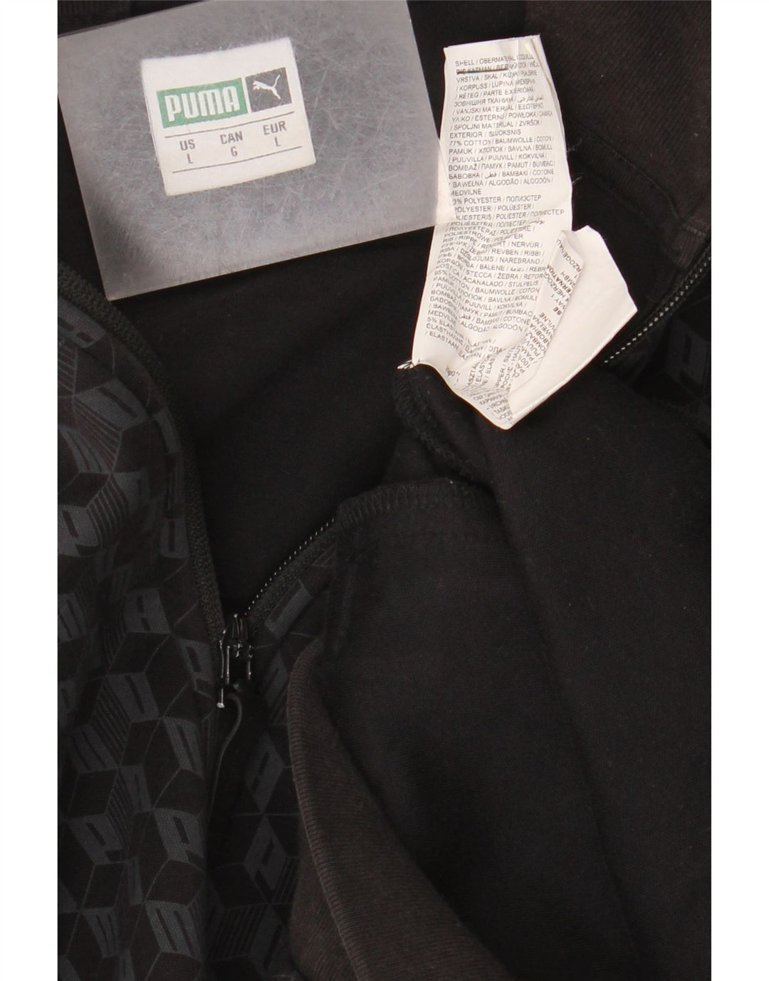 Мужской спортивный костюм Puma с графическим рисунком, большая черная хлопковая куртка с геометрическим рисунком