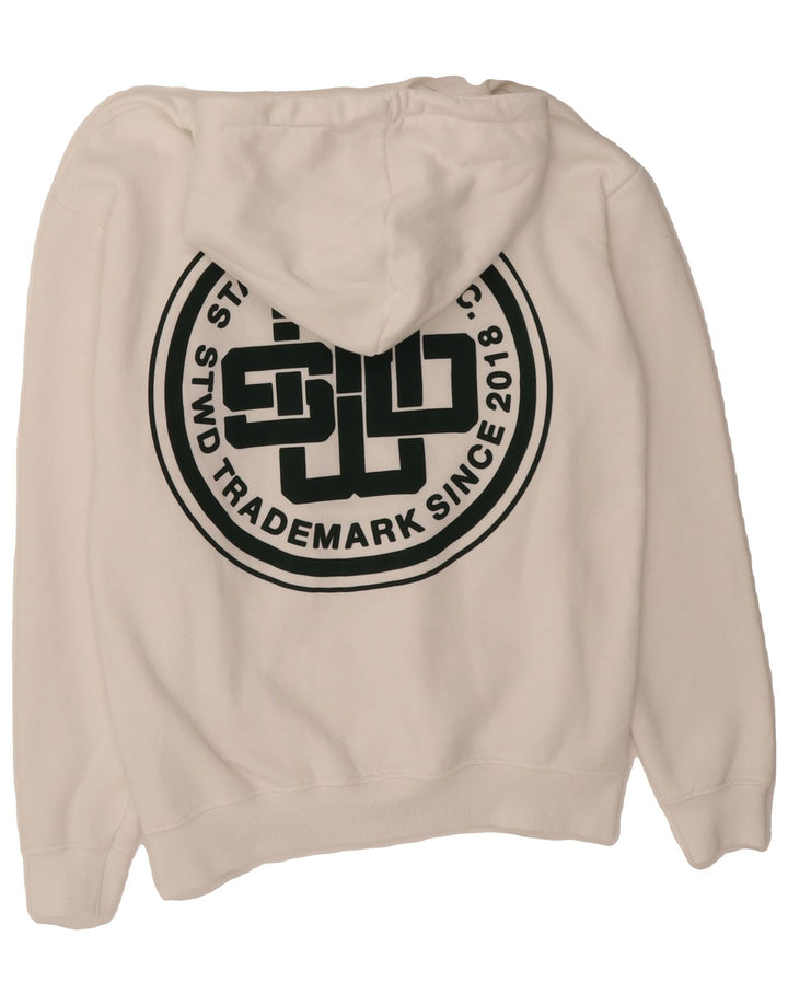 PULL & BEAR Mens Graphic Hoodie Jumper XS White Cotton Vintage Pull & Bear and Second-Hand Pull & Bear from Messina Hembry 