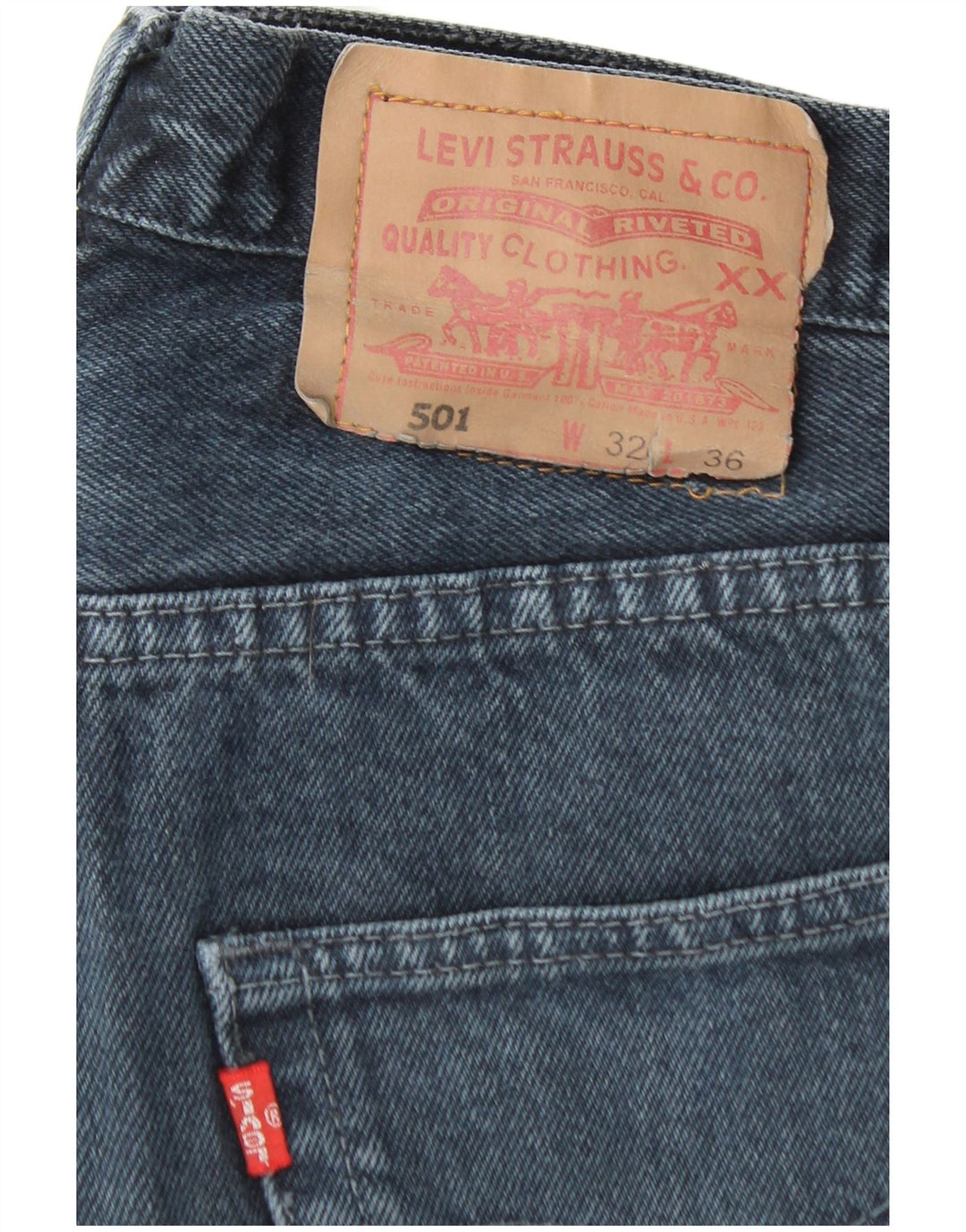 Мужские прямые джинсы LEVI'S 501 W32 L25 синие, хлопок