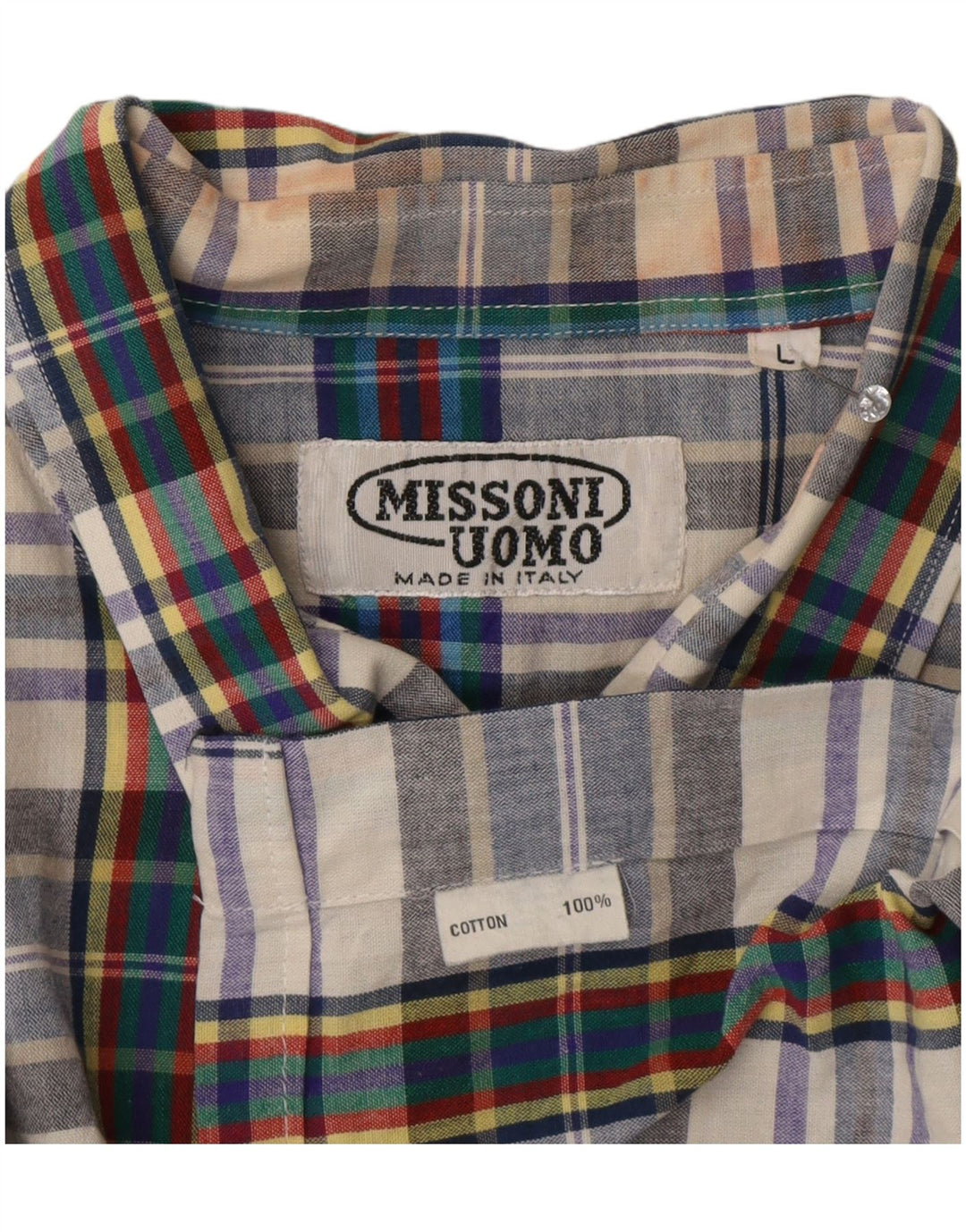 Мужская рубашка с коротким рукавом Missoni, большая синяя клетка, хлопок