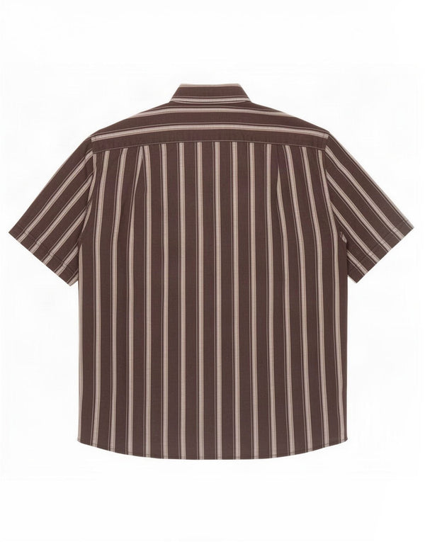 Roccobarocco Mens Short Sleeve Shirt Size 40 15 1/2 Medium Black Striped