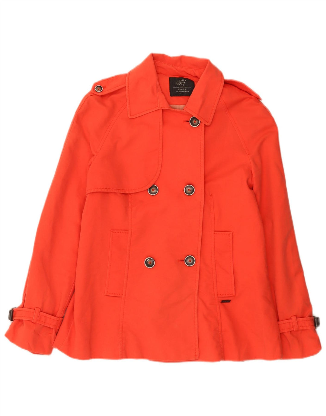 Женский короткий тренч Zara UK 12, хлопок среднего оранжевого цвета