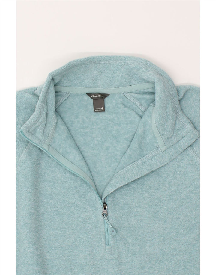 EDDIE BAUER Womens Zip Neck Fleece Jumper UK 16 Large Blue Polyester Vintage Eddie Bauer and Second-Hand Eddie Bauer from Messina Hembry 