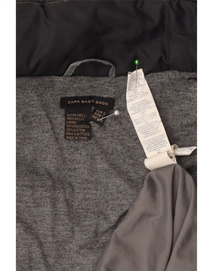 Женское стеганое пальто Zara UK 14, большой черный нейлон