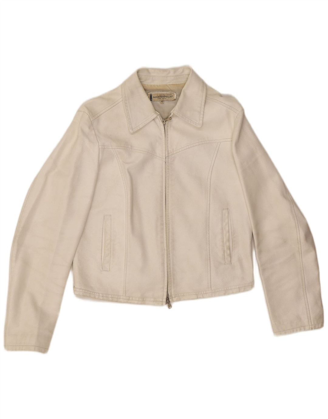 Masterpelle Женская укороченная кожаная куртка IT 48 XL Белая кожа