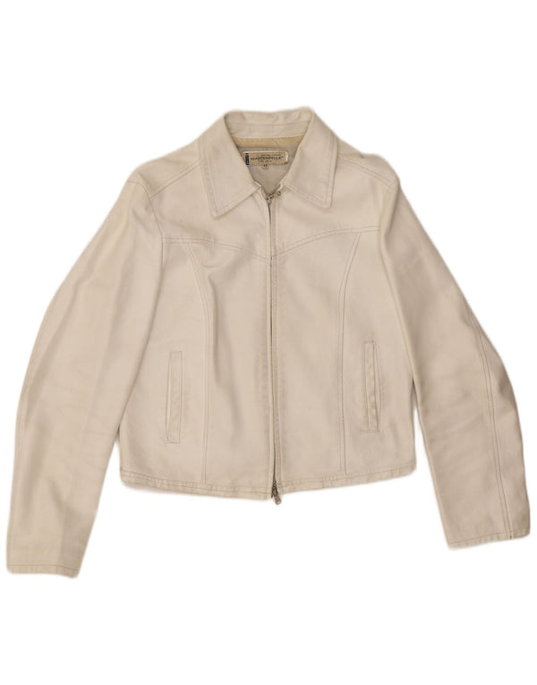 Masterpelle Женская укороченная кожаная куртка IT 48 XL Белая кожа
