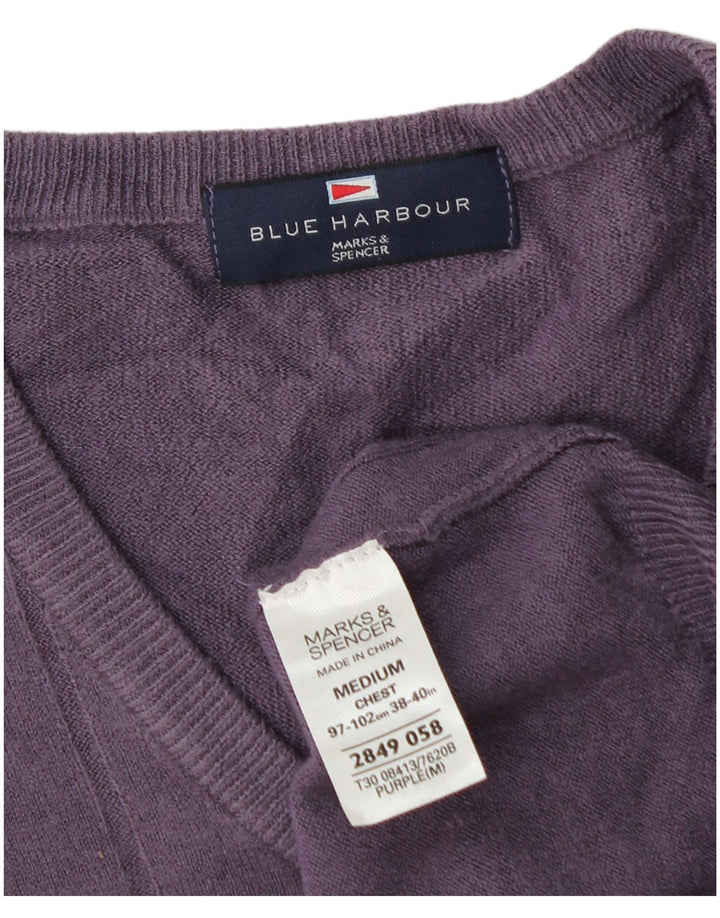 Мужской джемпер с v-образным вырезом Marks & Spencer Blue Harbour, средний фиолетовый