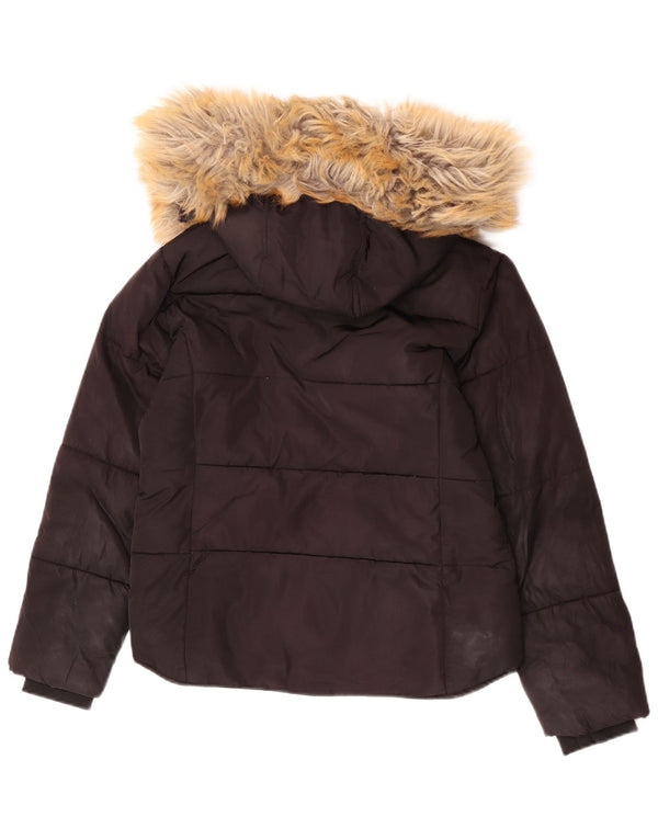 Женская стеганая куртка Topshop Petite с капюшоном UK 4 XS, черный полиэстер
