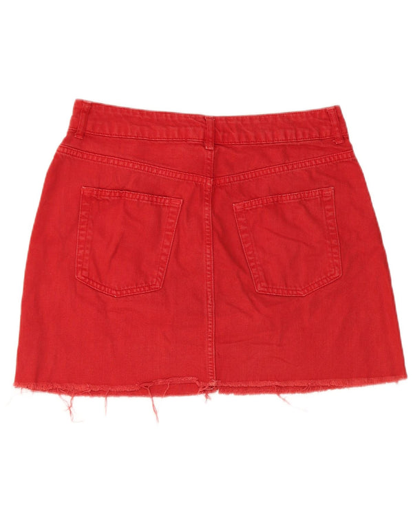 Topshop Женская мини-джинсовая юбка UK 12 Medium W28 Красный хлопок
