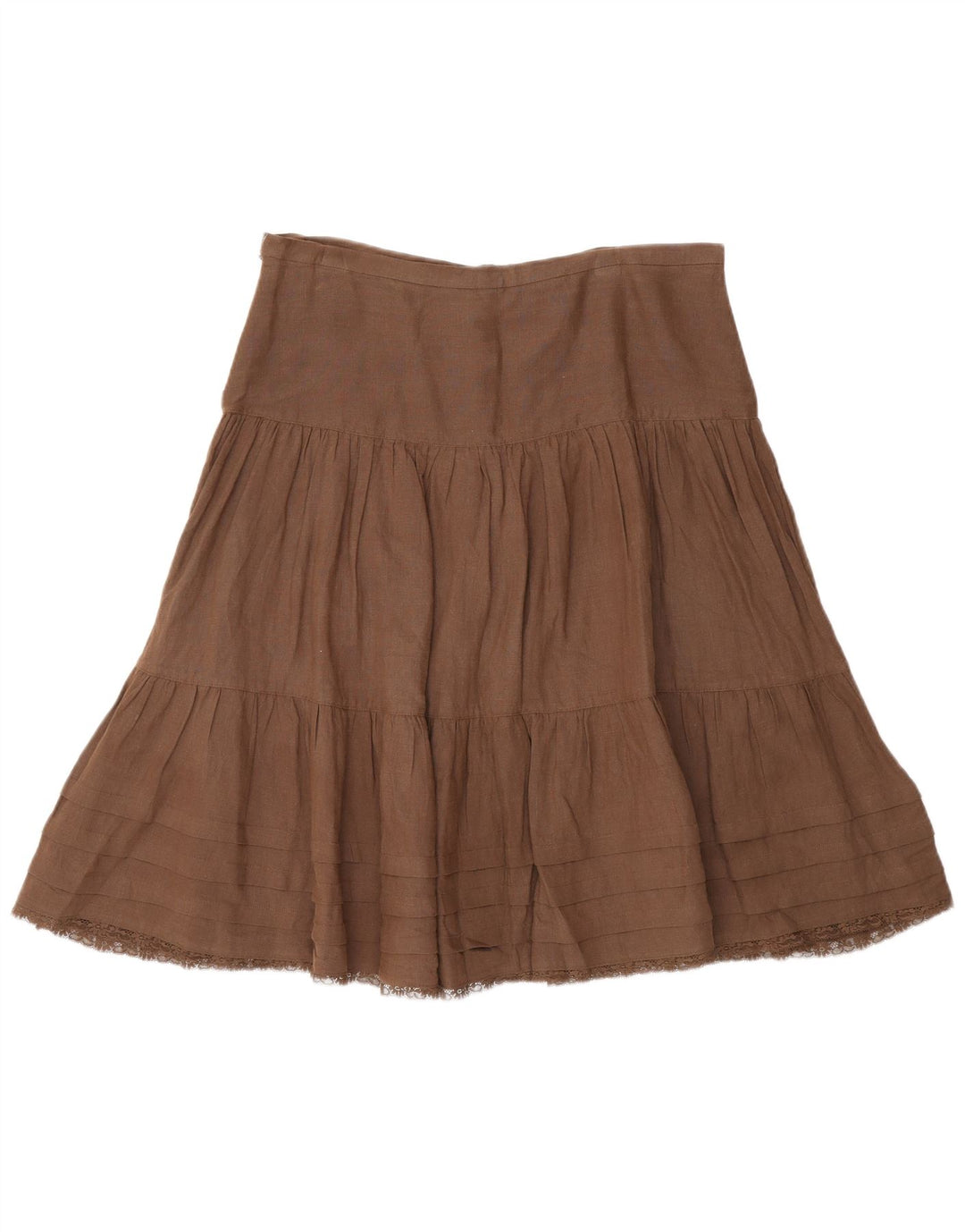 Юбка женская многоярусная Massimo Dutti W30 среднего коричневого цвета из льна
