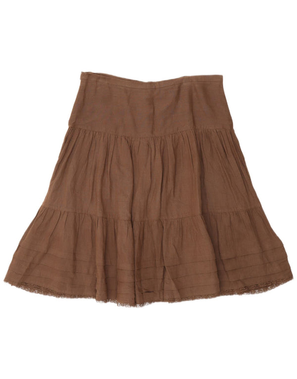 Юбка женская многоярусная Massimo Dutti W30 среднего коричневого цвета из льна