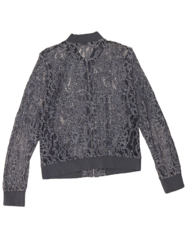 Женский укороченный прозрачный кардиган Zara UK 12, средний синий цветочный принт