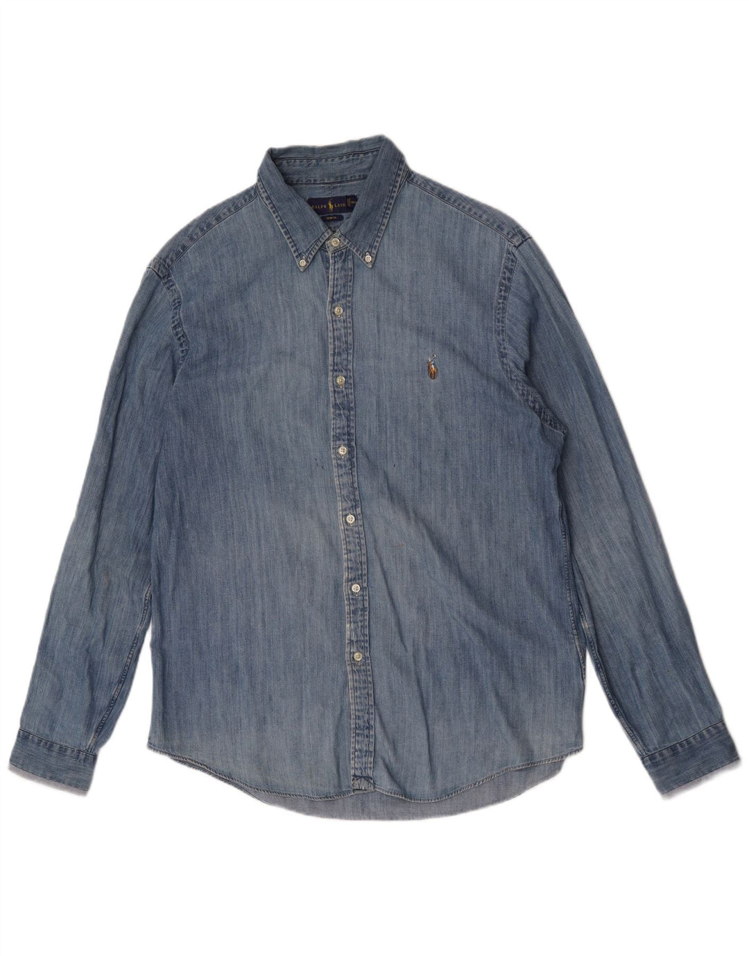 Мужская джинсовая рубашка узкого кроя Ralph Lauren XL, синяя, хлопок