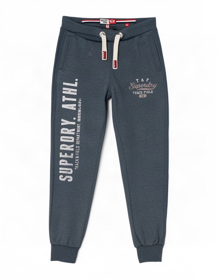 Мужские спортивные брюки с графическим рисунком Superdry, джоггеры, средний серый хлопок, хлопок